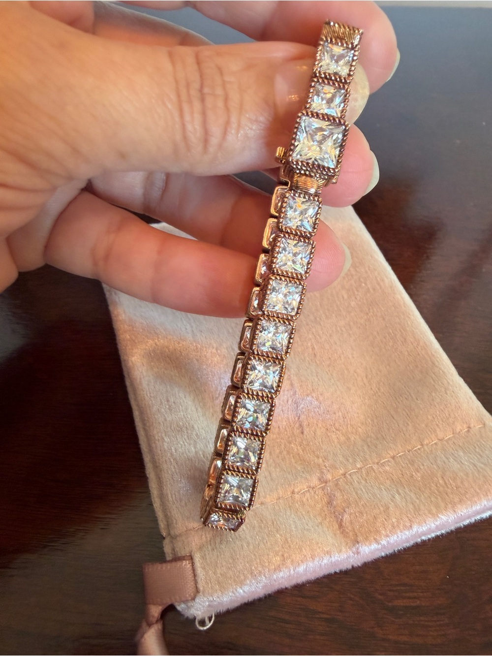Judith Ripka Rose Gold tone CZ sterling silver 925 Tennis Bracelet 7.5approx.